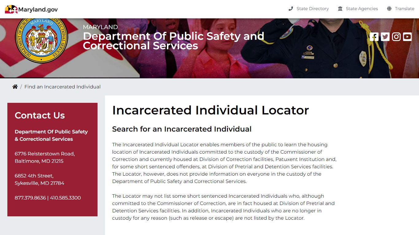 DPSCS - Find an Incarcerated Individual